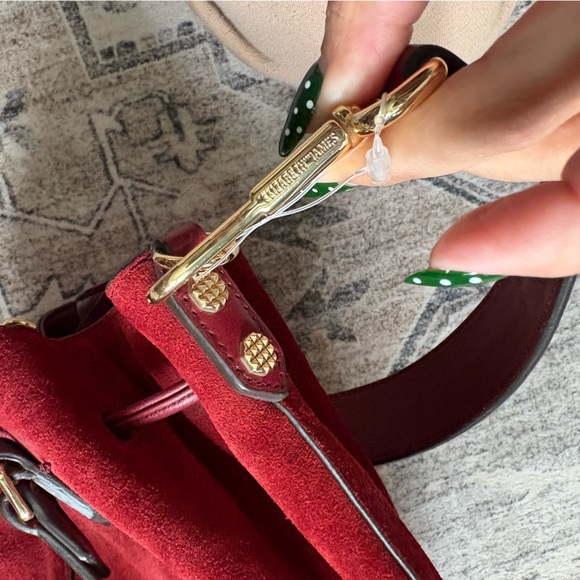 Elizabeth and James Cynnie suede Bucket Bag maroon red - Picture 10 of 16